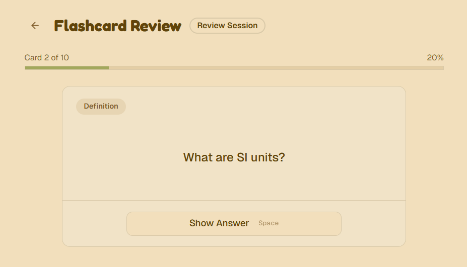 Spaced repetition review interface