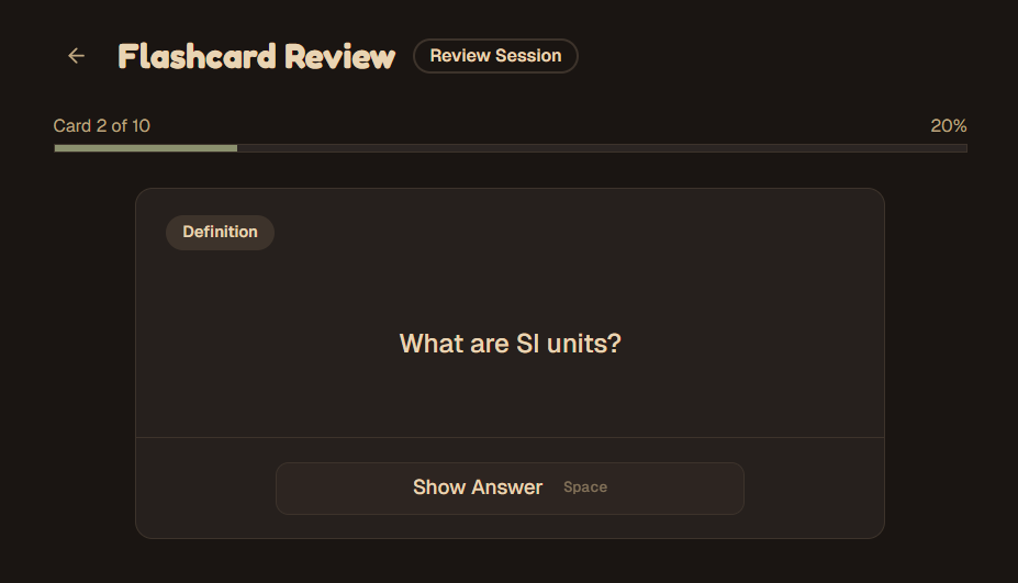 Spaced repetition review interface